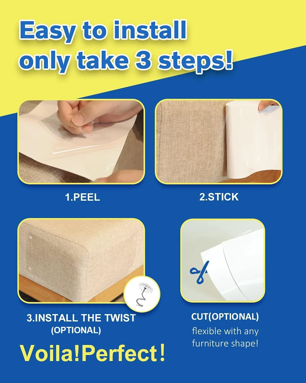10 PCS Cat Scratch Furniture Protector - Specially Designed for Leather Furniture, Cat Couch Protector Scratching Deterrent, Strong Adhesion, No Residue (10PCS   60 Pins)