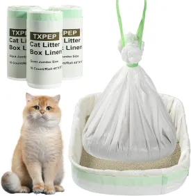 30 Litter Box Liners Giant Jumbo 45" x 18" Cat Litter Bags Tear Resistant Litter Liners Heavy Duty Cat Pan Liners Extra Large Kitty Litter Box Bag XXL Disposable Pet Supplies for Easy Cleanup