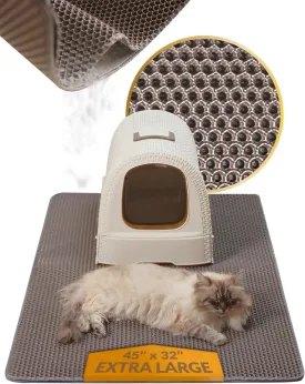 45x32 Extra Large Cat Litter Mat  Honeycomb Litter Trapping Mat for Litter Box  Easy to Clean, Mess-Free