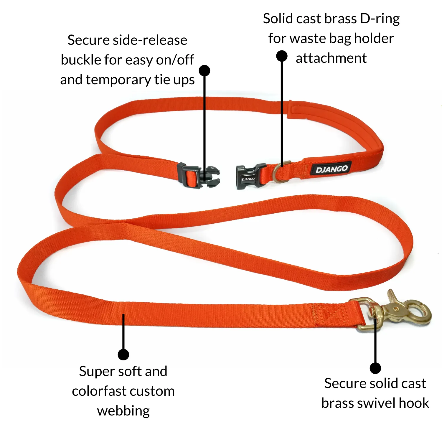 Adjustable Hands-Free Adventure Dog Leash - Sunset Orange