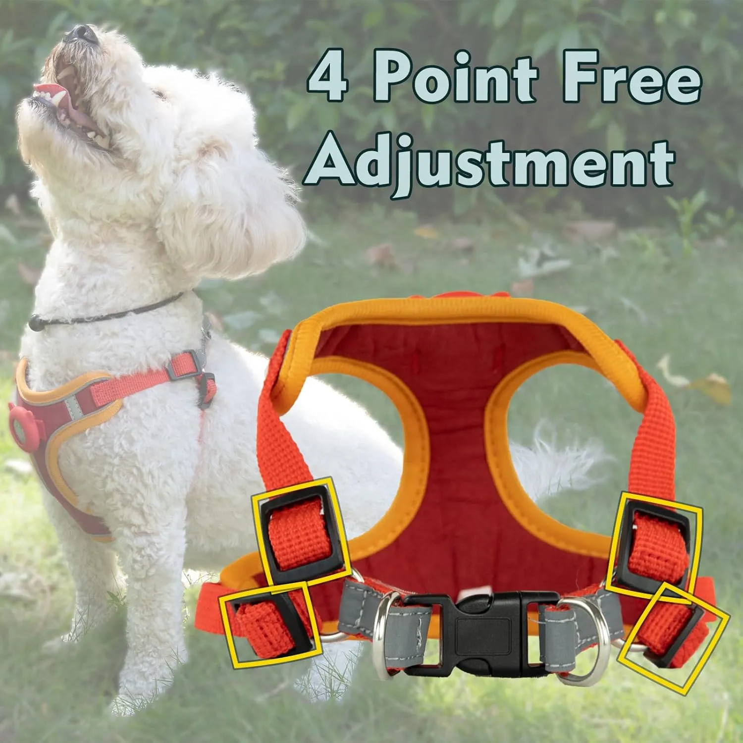 Airtag Cat Harness and Leash Set - Soft Nylon Adjustable, Escape Proof Reflective (Red, Small)