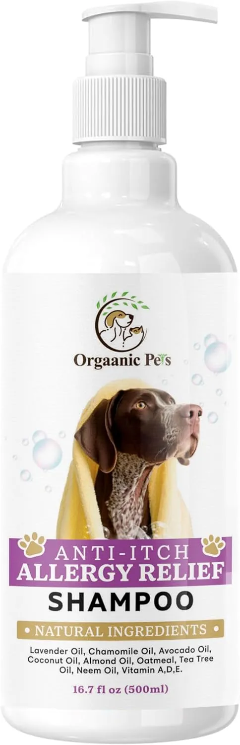 Anti-Itch Dog Shampoo: with 9 Natural Essential Oils and Ingredients - RELIEVES discomfort from Skin Allergies -Moisturizing - Anti-inflammatory - Calming