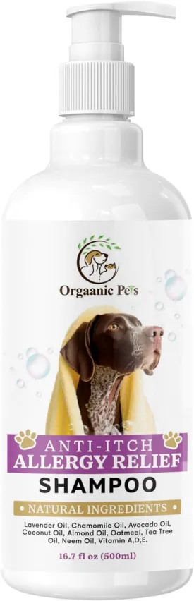 Anti-Itch Dog Shampoo: with 9 Natural Essential Oils and Ingredients - RELIEVES discomfort from Skin Allergies -Moisturizing - Anti-inflammatory - Calming