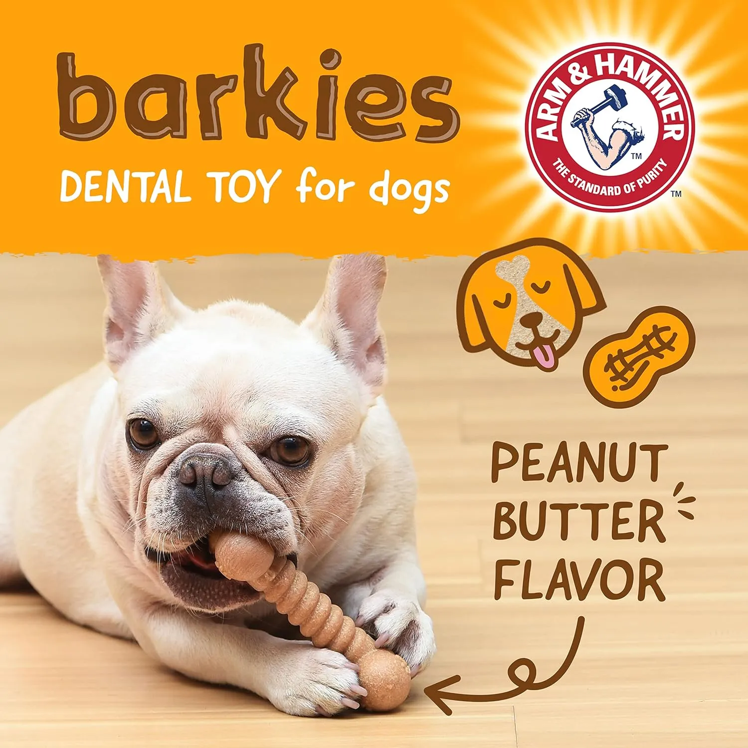 Arm & Hammer for Pets Barkies Classic Bone Compressed Wood Collection, 5 Inch Peanut Butter Flavored Wood Blend Chew Toy| Faux Stick, Splinter-Free, Safer & Durable Alternative to Chewing Sticks