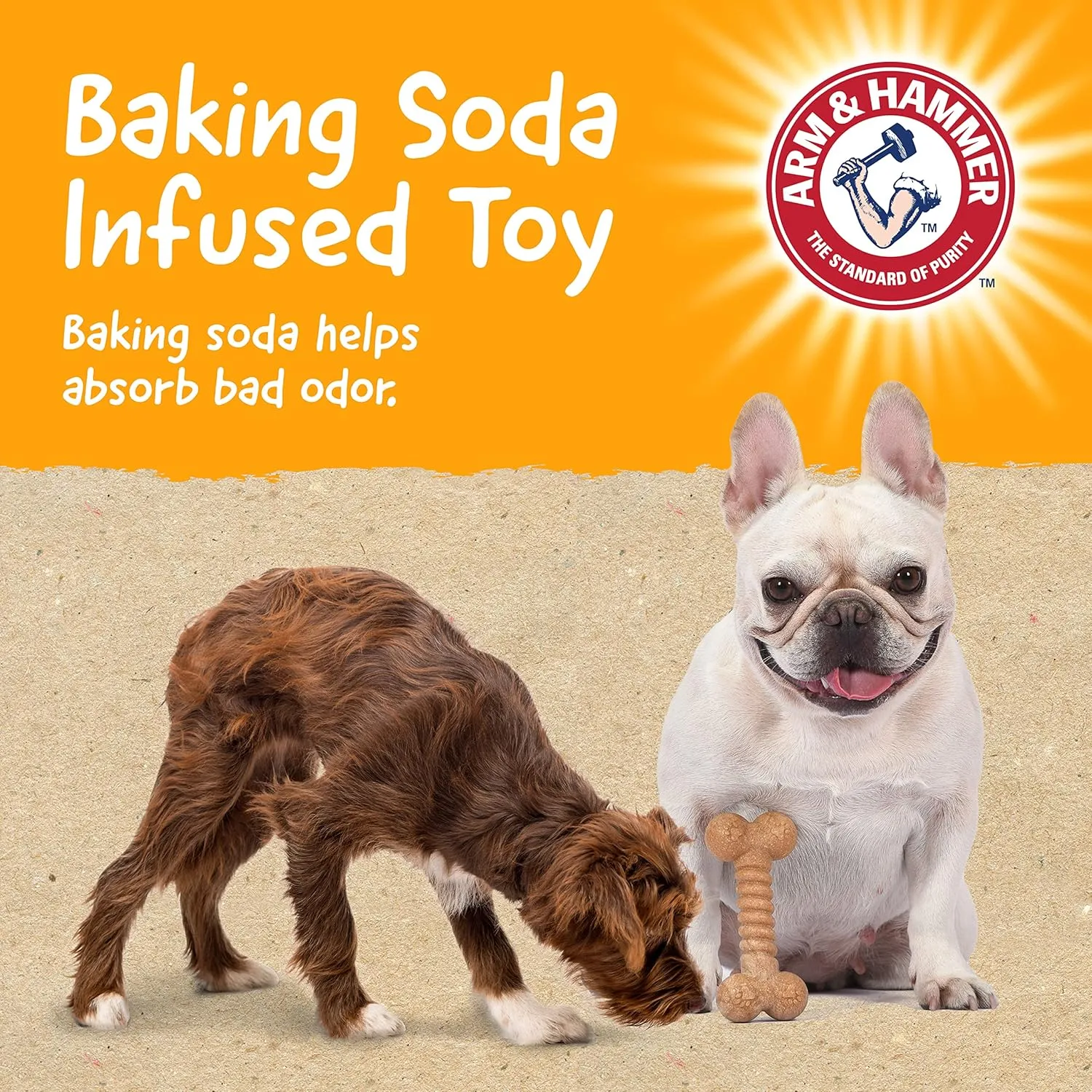 Arm & Hammer for Pets Barkies Classic Bone Compressed Wood Collection, 5 Inch Peanut Butter Flavored Wood Blend Chew Toy| Faux Stick, Splinter-Free, Safer & Durable Alternative to Chewing Sticks