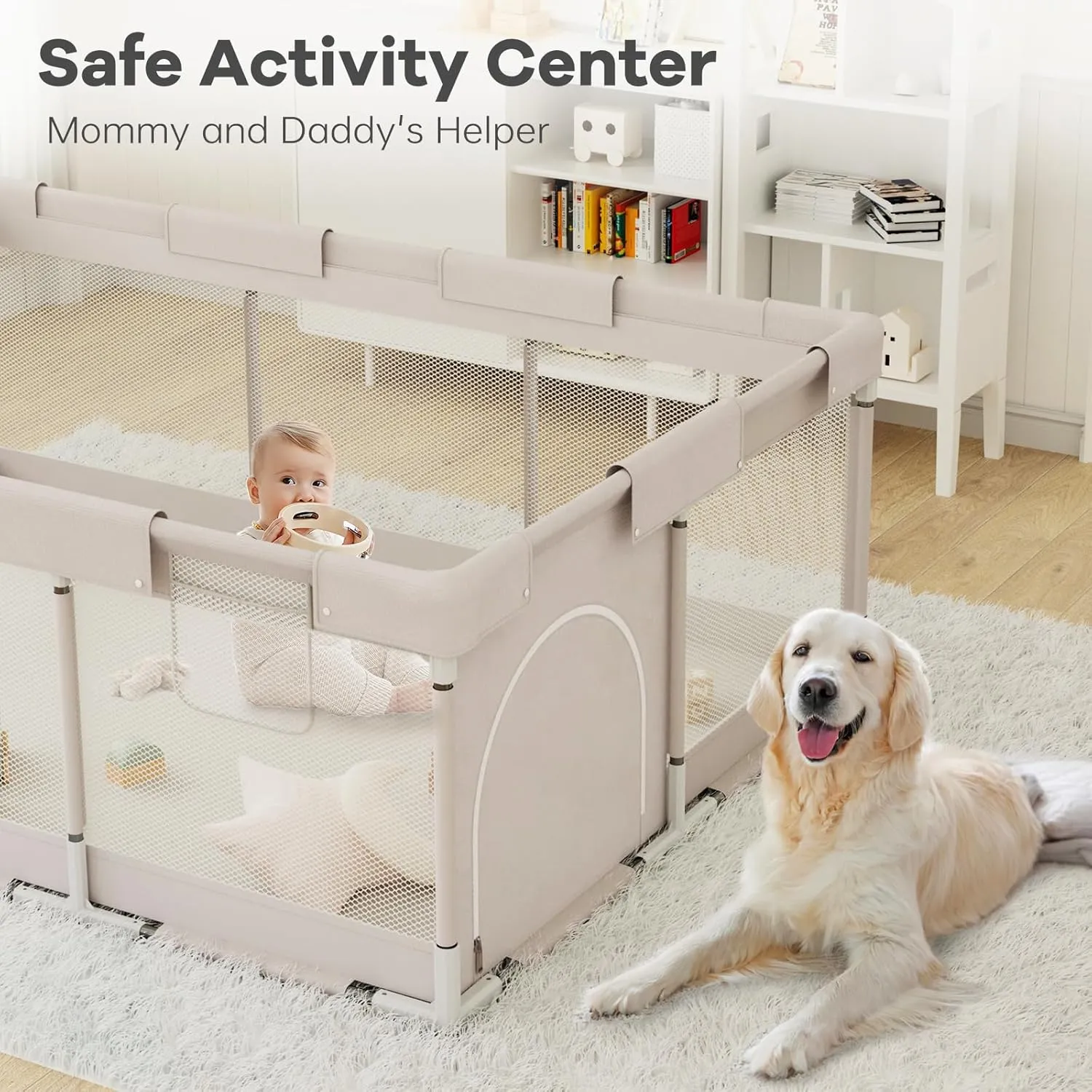 Baby Playpen, 71x47 inch Playpen for Babies and Toddlers, Play Pen for Kids, Apartment (Without mat)