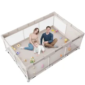 Baby Playpen, 71x47 inch Playpen for Babies and Toddlers, Play Pen for Kids, Apartment (Without mat)