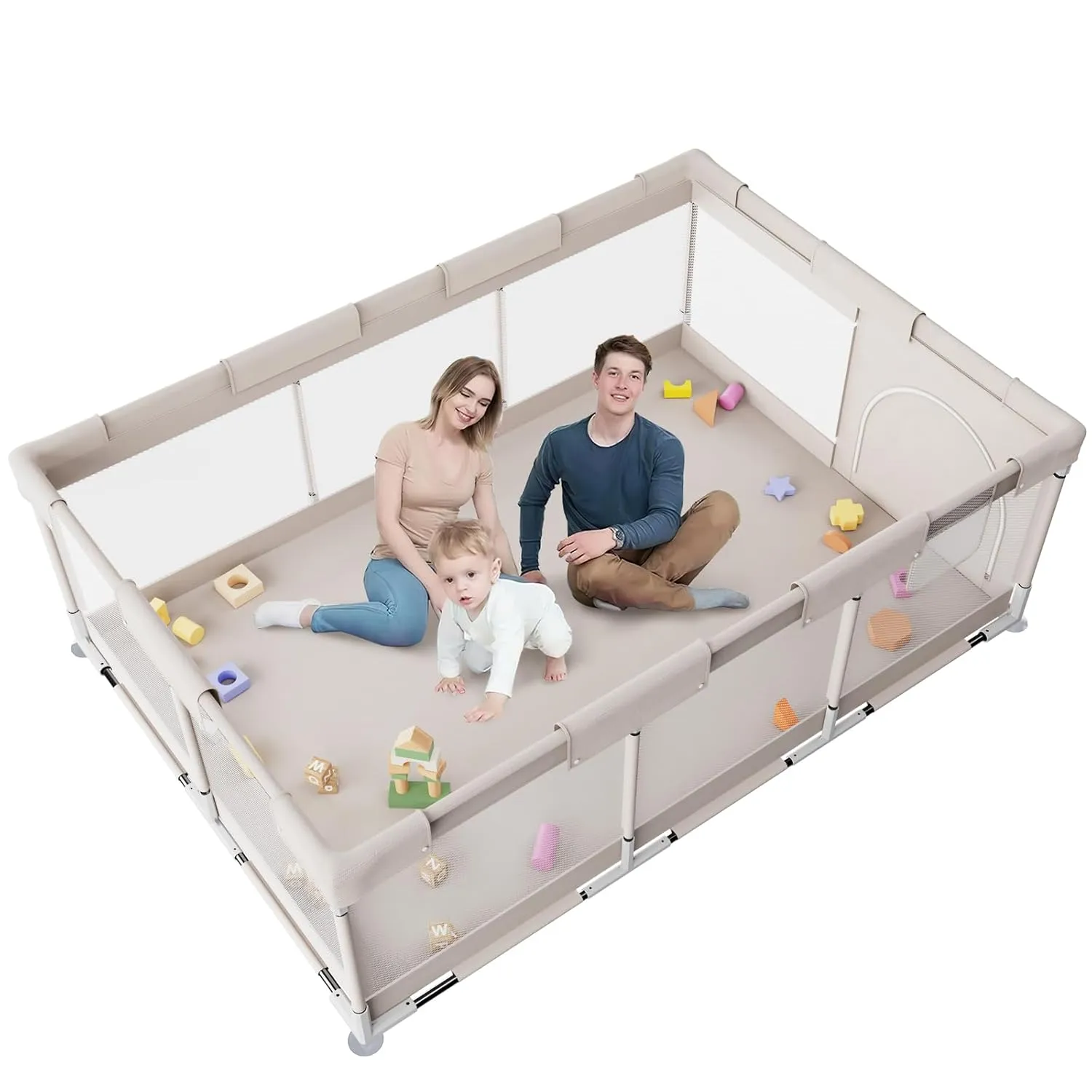 Baby Playpen, 71x47 inch Playpen for Babies and Toddlers, Play Pen for Kids, Apartment (Without mat)