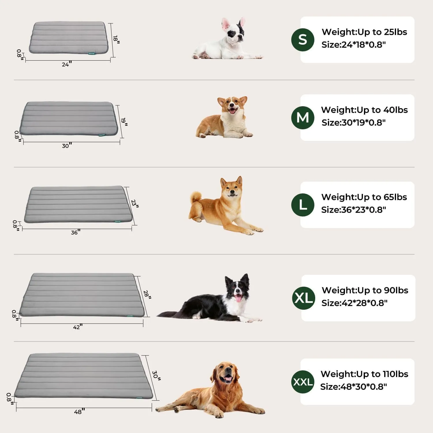 BALANCE Dog Crate Pad, Dog Foam Crate Mat Kennel Pad, Washable Pet Bed Flat Dogs Cage Mat for Large Dogs