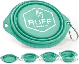 BarkBowl (800ml) - Collapsible Dog Bowl (Tiffany Blue) Premium Quality, Platinum-Cured Food Grade Silicone, No Plastic Rim, Food Safe, Large Travel Bowl