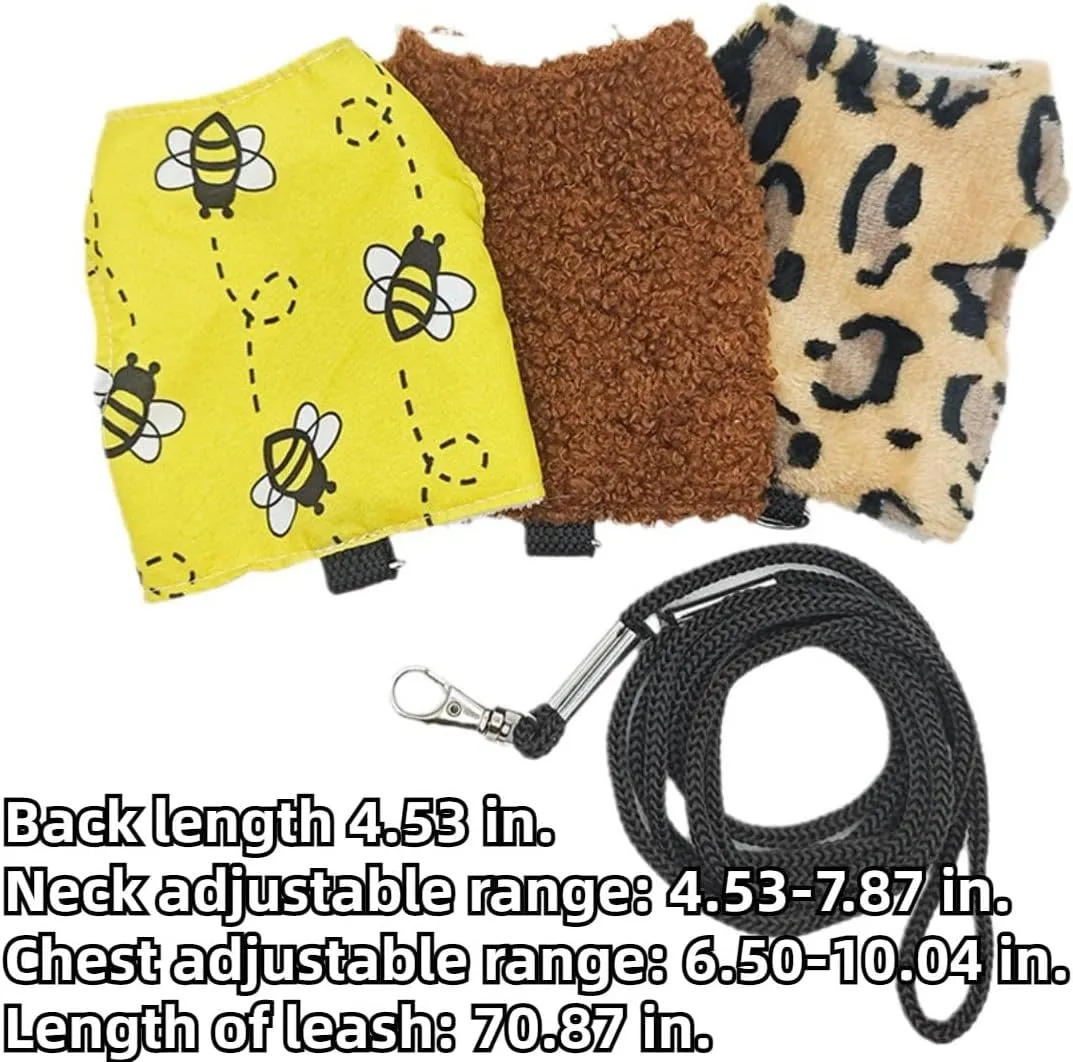 Bearded Dragon Harness and Leash Set - Adjustable Lizard Traction Rope Escape Proof Outdoor Walking Training Leash Reptile Halloween Costume Accessories (Leopard)