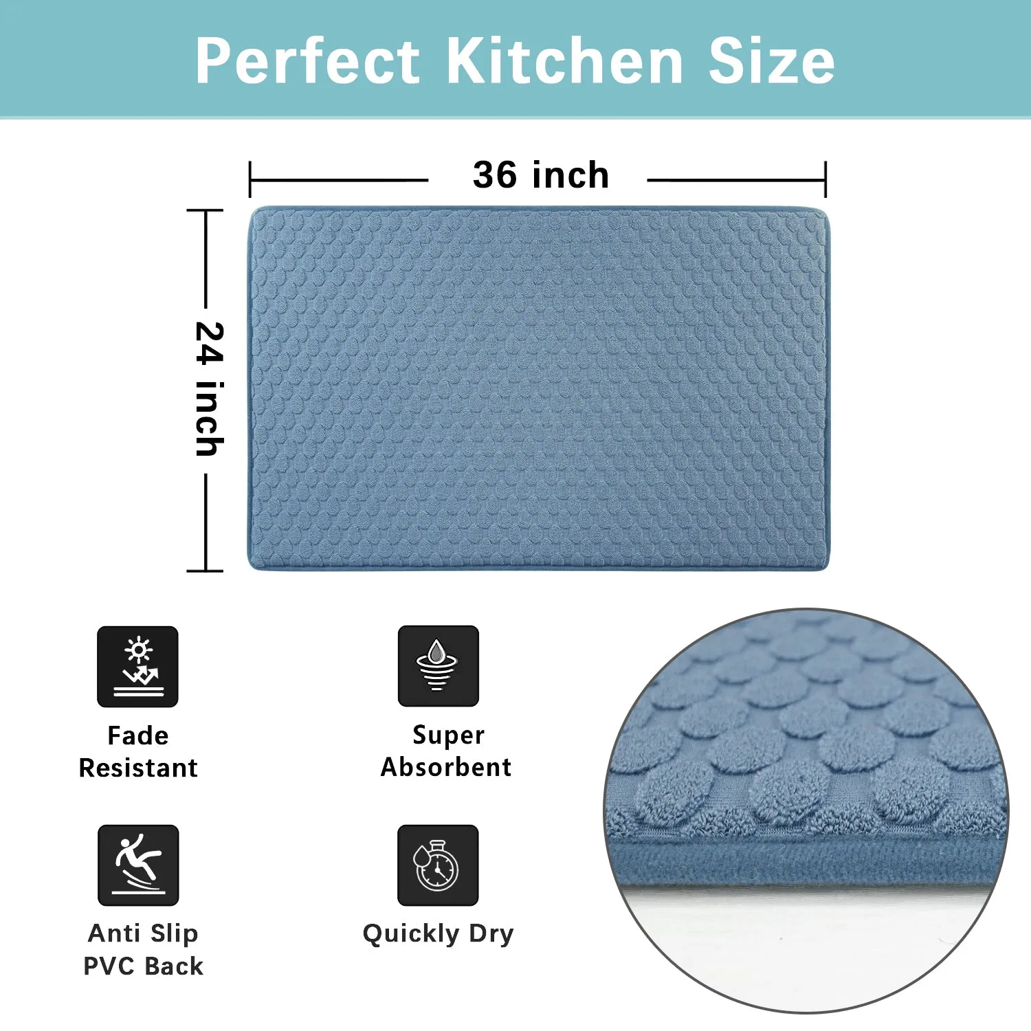 Best Memory Foam Bath Mat Set 24''x17'' Black Door Mat