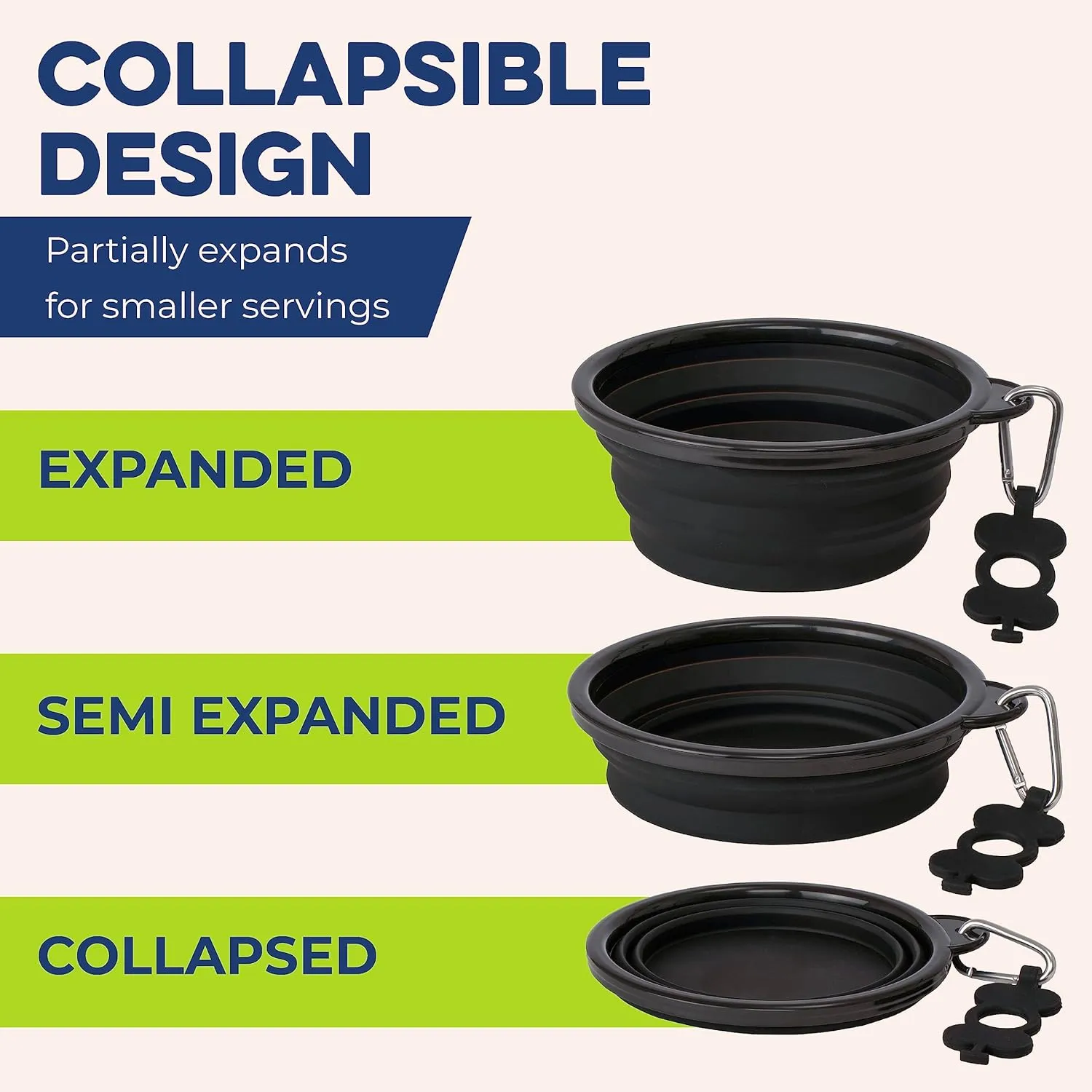 Bonza Large Collapsible Dog Bowl, BPA Free & Foldable, 1000 ml Travel Dog Water Bowl with Carabiner & Bottle Holder Keychain, Sturdy Reinforced Rim