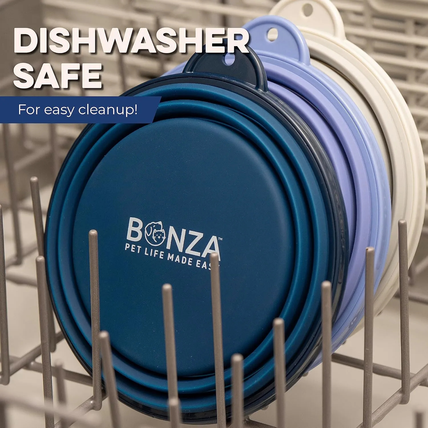 Bonza Large Collapsible Dog Bowl, BPA Free & Foldable, 1000 ml Travel Dog Water Bowl with Carabiner & Bottle Holder Keychain, Sturdy Reinforced Rim