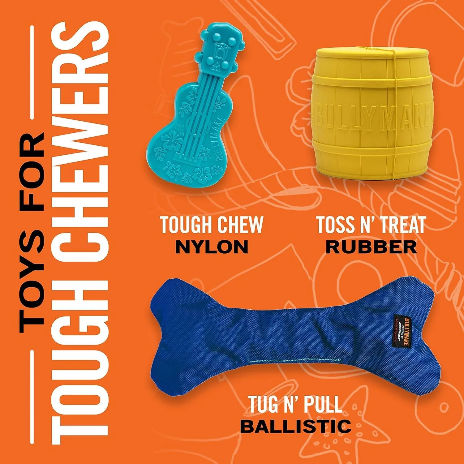 BULLYMAKE  Ballistic Beach Ball Rubber Chew Toy for Dogs  Rubber Toy for Dogs  Made in USA  Treat Stuffing Toy