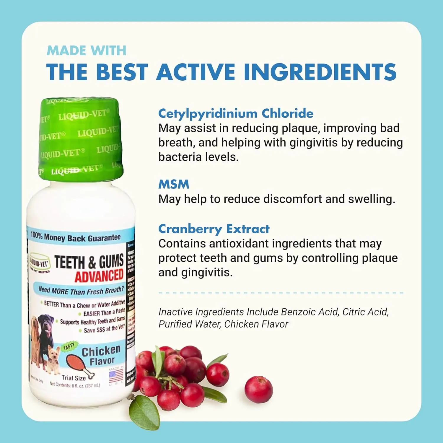 by Cool PET Holistics K9 Teeth & Gums Advanced Formula, Chicken Flavor, 8 oz BOGO Trial Pack, Clear