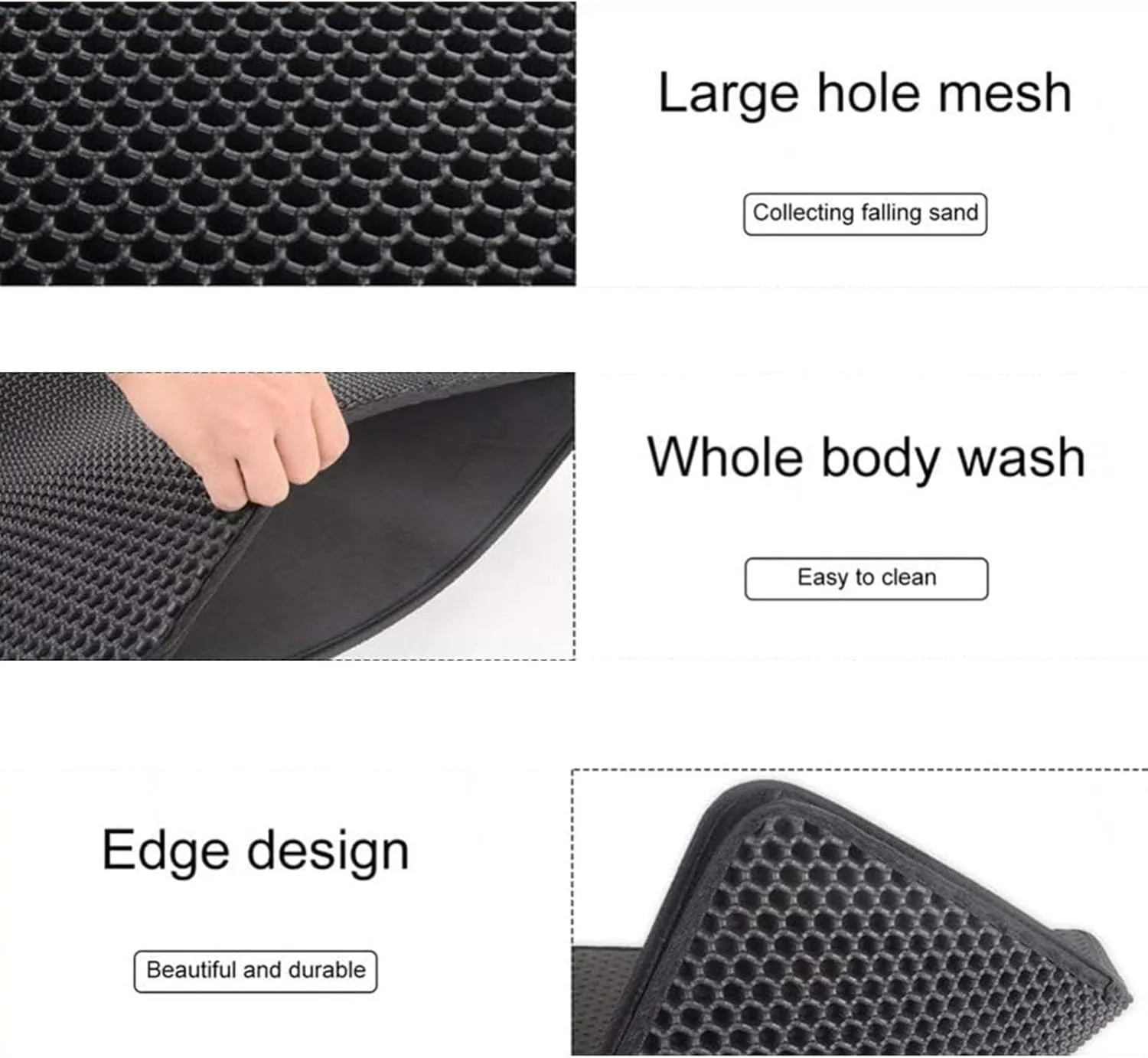 Cat Litter Box Mat, 24X35In/26X46In Honeycomb Double Layer Cat Litter Trap Mats Litter Box Mats, Less Waste,Soft On Paws,Non-Slip,26X46In-Black