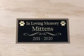Cat Urn Custom Engraved Name Plate for Cremation Urn Dog Urn Pet Urn Black/Gold Personalized Engraved Name Plaque Name Plate Memorial Plaque
