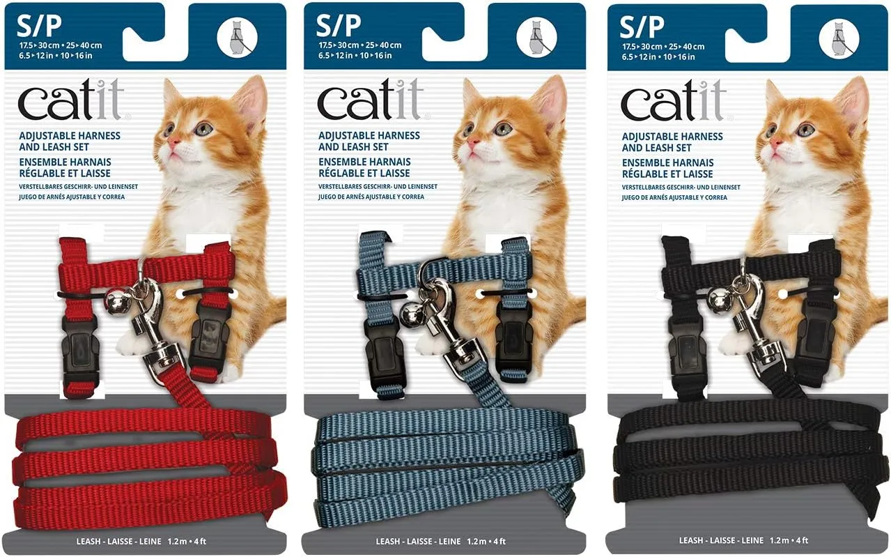 Catit Adjustable Nylon Harness & Leash Set - Black SALE