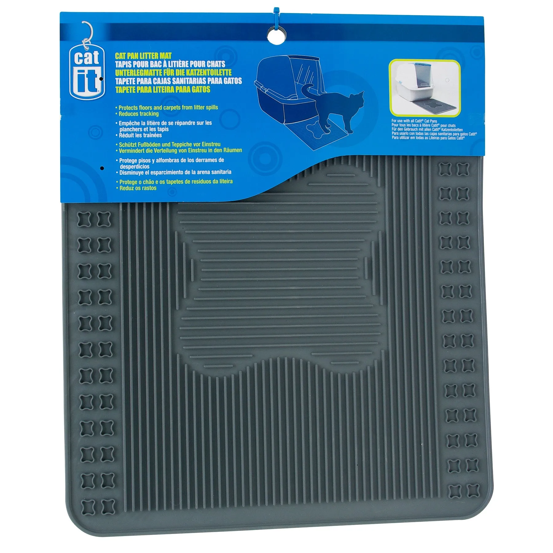 Catit Cat Pan Litter Mat - Gray - 34 cm x 40.5 cm (13 in x 16 in )