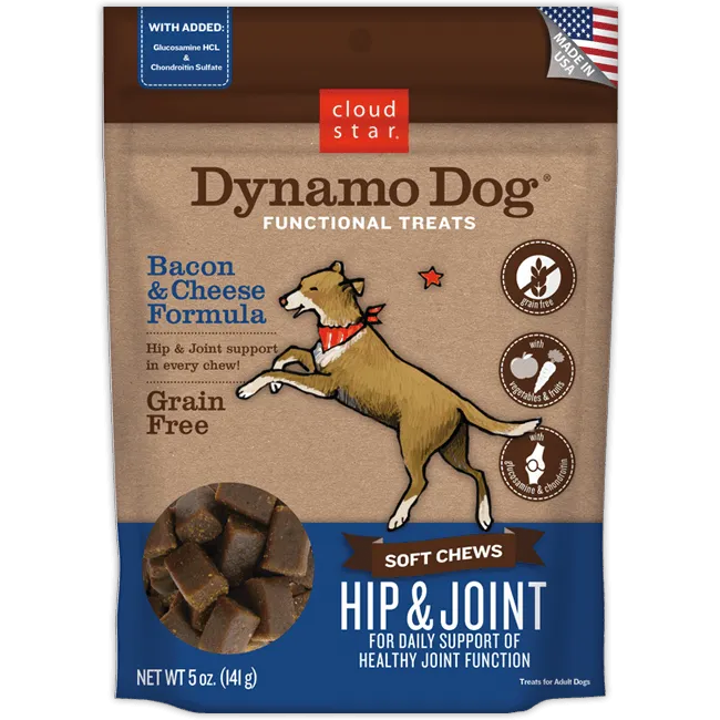 Cloud Star Dynamo Dog Bacon & Cheese Hip and Joint Soft Chews Dog Treats 5oz