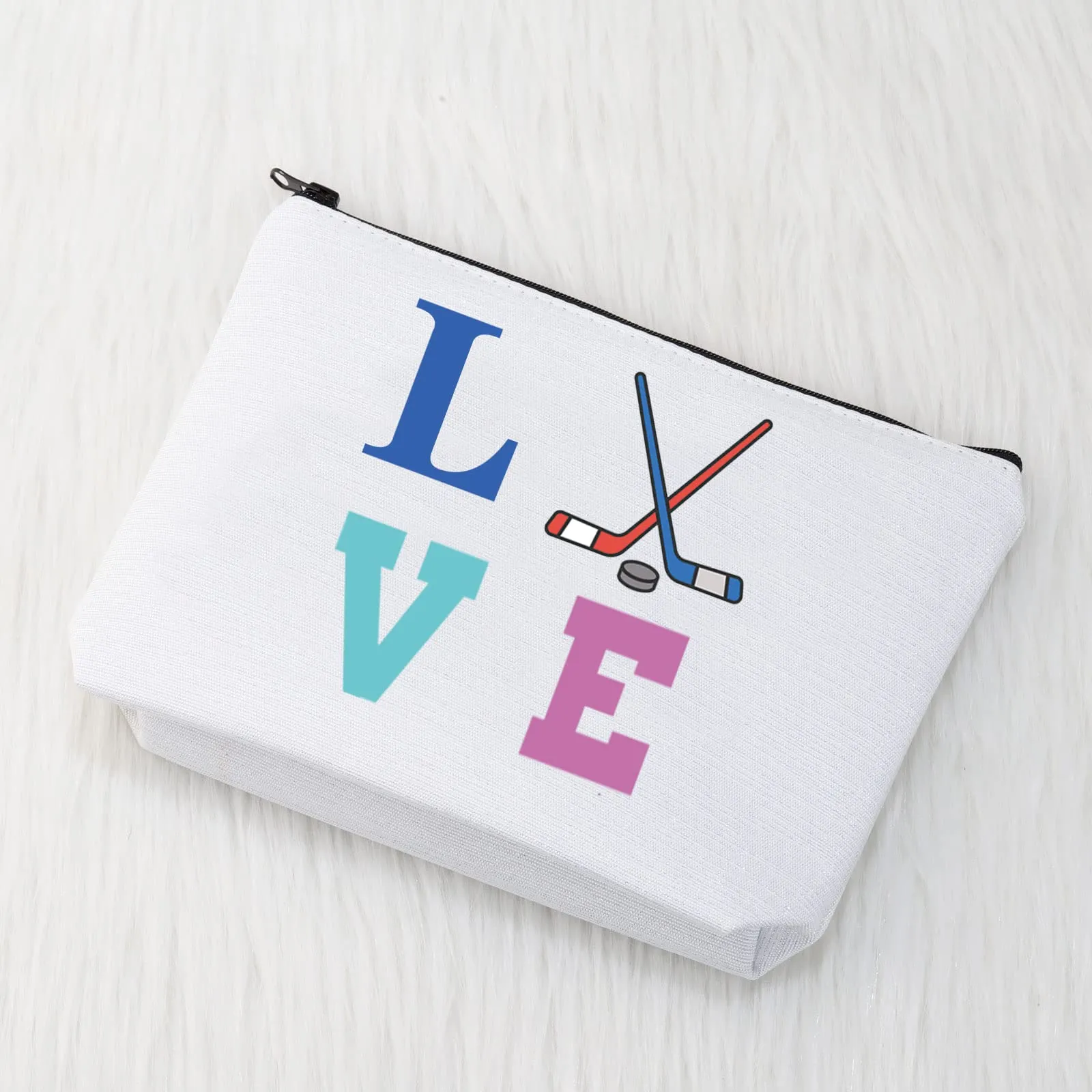 CMNIM Hockey Lover Gifts Hockey Makeup Bag Ice Hockey Gifts Field Hockey Gifts for Hockey Players Fans Hockey Cosmetic Bag (Hockey Makeup Bag)