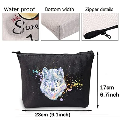 CMNIM Wolf Gifts Makeup Cosmetic Bag Gifts for Wolf Lovers Inspirational Wolf Zipper Pouch Travel Bag Toiletry Cases Organizer (Wolf Gifts Makeup Bag)