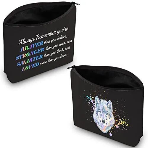 CMNIM Wolf Gifts Makeup Cosmetic Bag Gifts for Wolf Lovers Inspirational Wolf Zipper Pouch Travel Bag Toiletry Cases Organizer (Wolf Gifts Makeup Bag)