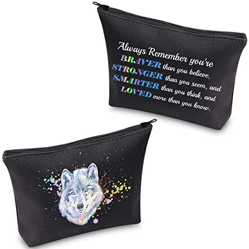 CMNIM Wolf Gifts Makeup Cosmetic Bag Gifts for Wolf Lovers Inspirational Wolf Zipper Pouch Travel Bag Toiletry Cases Organizer (Wolf Gifts Makeup Bag)
