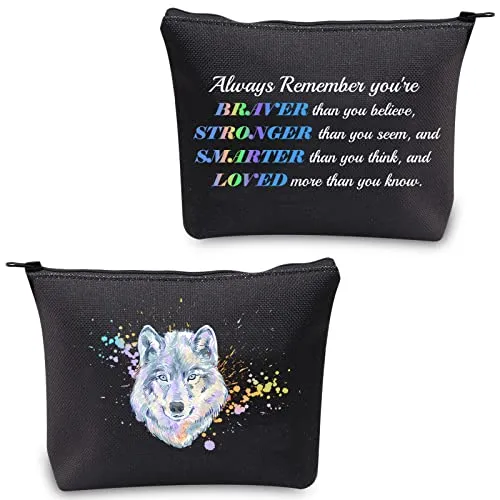 CMNIM Wolf Gifts Makeup Cosmetic Bag Gifts for Wolf Lovers Inspirational Wolf Zipper Pouch Travel Bag Toiletry Cases Organizer (Wolf Gifts Makeup Bag)