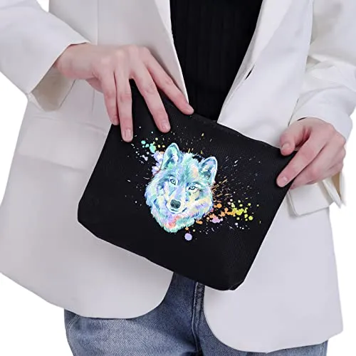 CMNIM Wolf Gifts Makeup Cosmetic Bag Gifts for Wolf Lovers Inspirational Wolf Zipper Pouch Travel Bag Toiletry Cases Organizer (Wolf Gifts Makeup Bag)