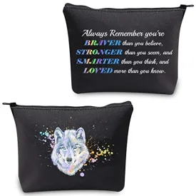 CMNIM Wolf Gifts Makeup Cosmetic Bag Gifts for Wolf Lovers Inspirational Wolf Zipper Pouch Travel Bag Toiletry Cases Organizer (Wolf Gifts Makeup Bag)