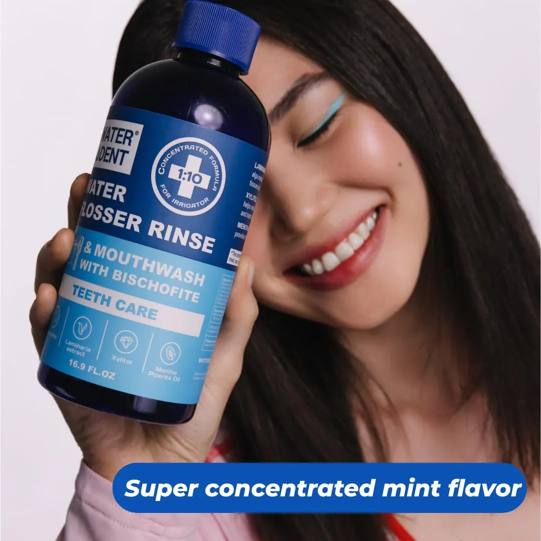 Concentrated Irrigant | Mouthwash for Water flosser | Add to Oral irrigator | Mint Flavor | When dilluted 186 fl.oz | Alcohol and Fluoride Free. Made in USA | Pack of 1 = 16.9 fl.oz WATER DENT