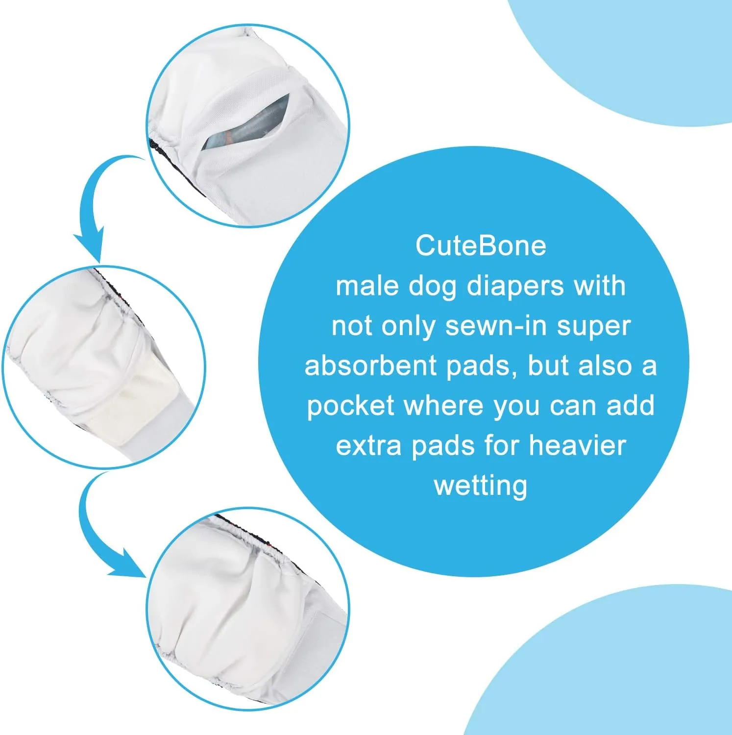 CuteBone Male Dog Diaper Large Reusable for Poop and Pee DM11L