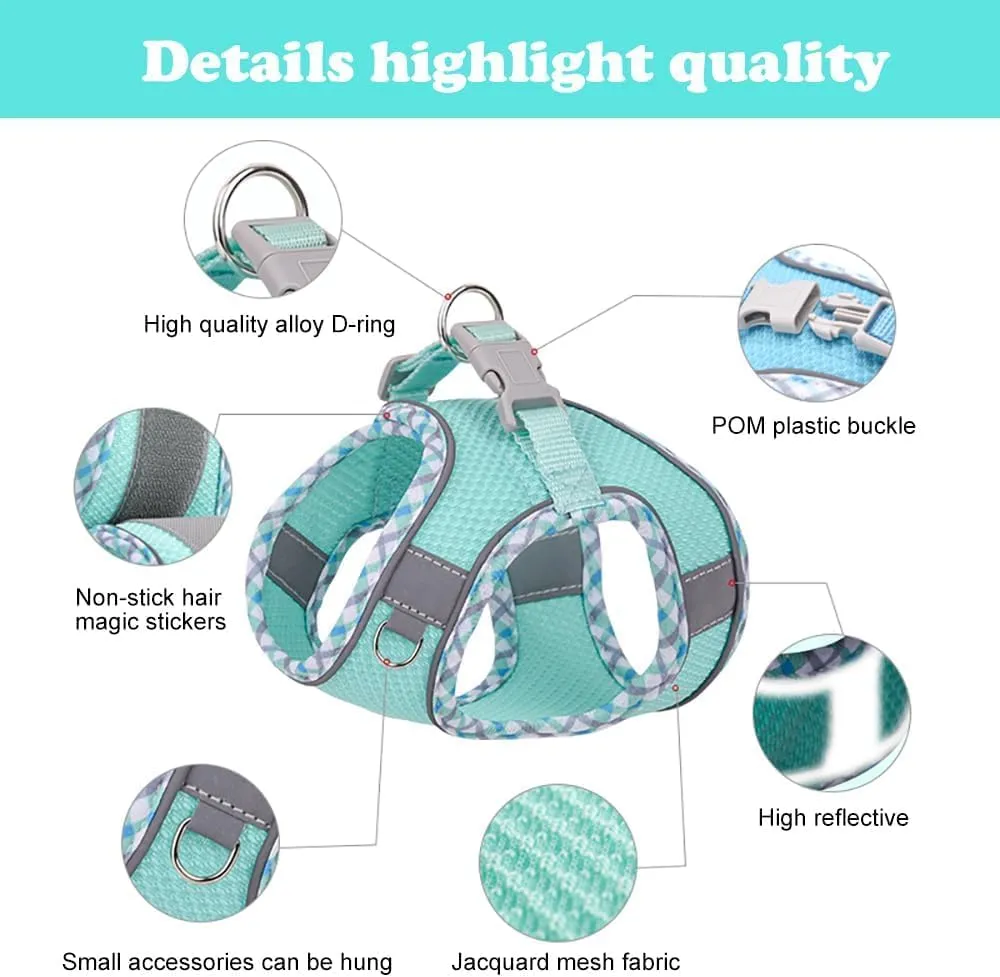 Dog Harness and Leash Set, No Pull Adjustable Reflective Pet Harness for Small Medium Dogs, Step in Vest Harness Easy Walk Dog Harness Outdoor Hiking Training for Small Dogs, Cats(Black, XS)