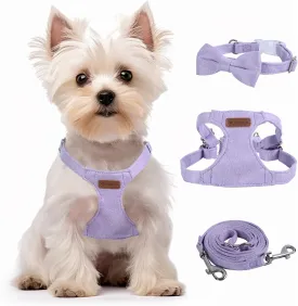 Dog Harness and Leash Set, XXS No Pull Adjustable Puppy Harness with Multifunction Purple Dog Leash and Collar, Soft No Choke Escape Proof Pet Harness Vest for Small Dogs and Cats (Purple, XXS)