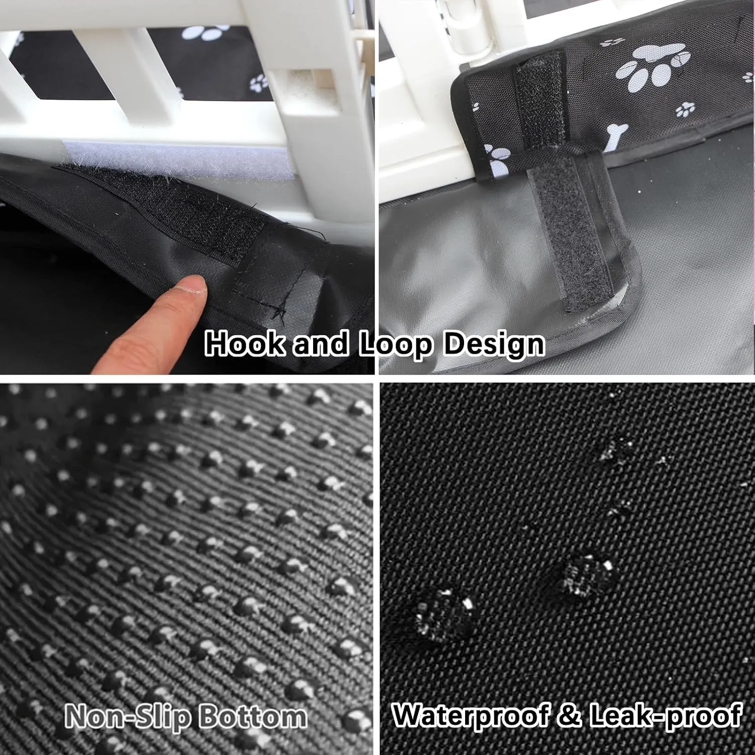 Dog Playpen Bottom Pad Fits for 36 Inch 4 Panels Exercise Pet Playpen, Dog Crate Pad Puppy Playpen Pad, Hoop and Loop Design (Note: Playpen Not Included). -Black