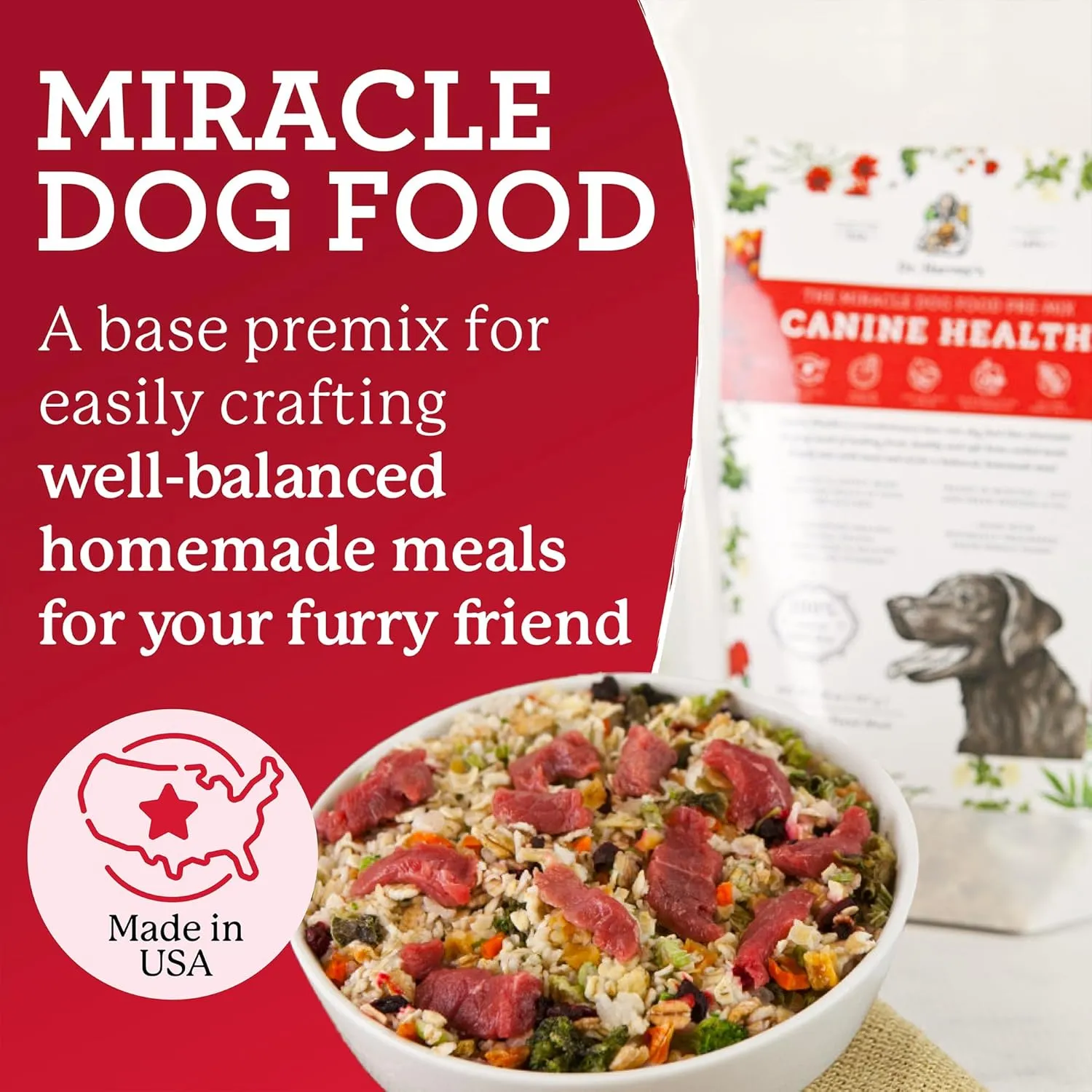 Dr. Harvey's Canine Health Miracle Dog Food, Human Grade Dehydrated Base Mix for Dogs with 9 Vegetables and 6 Organic Whole Grains (10 Pounds)