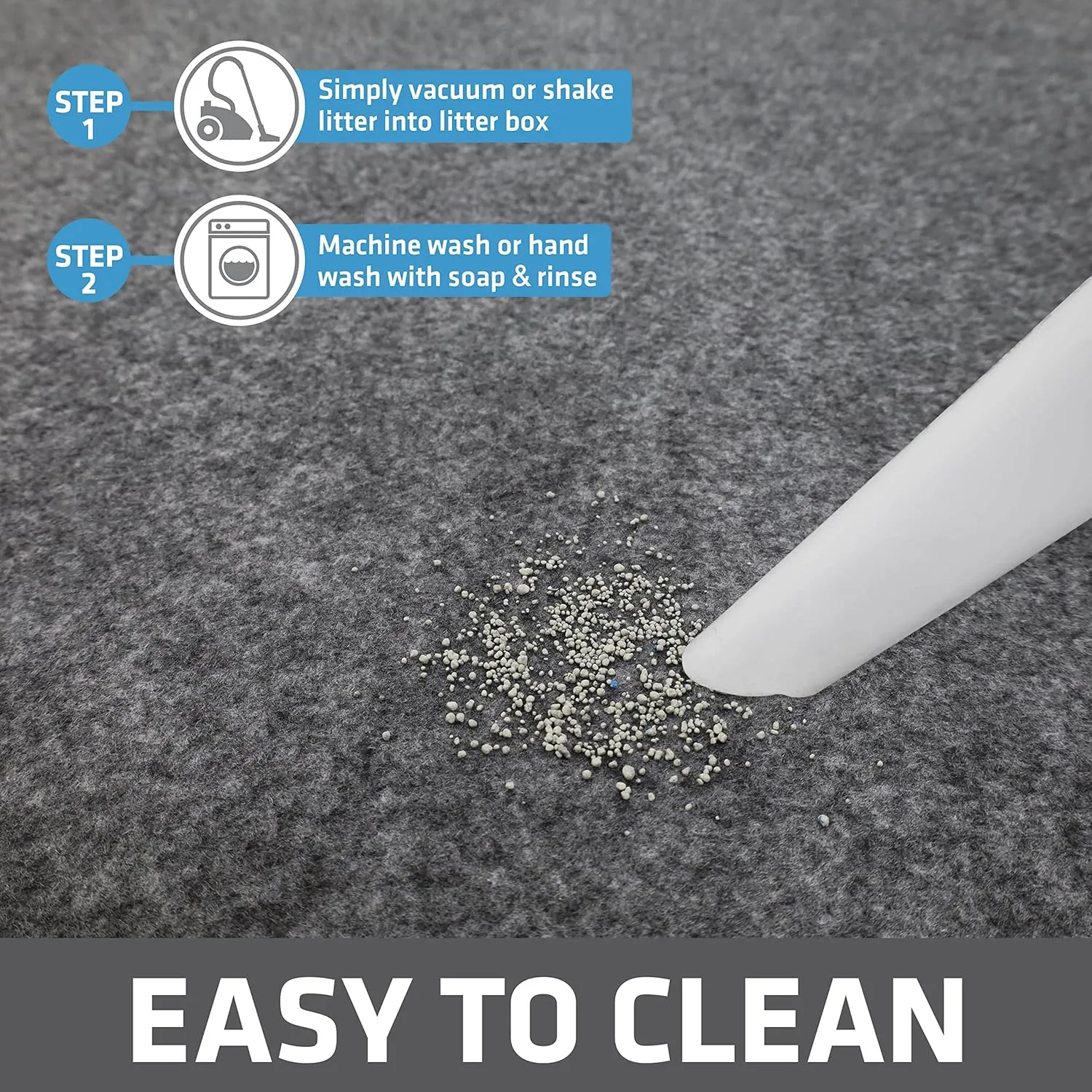 Drymate Original Cat Litter Mat, Contains Mess from Box, Protects Floors, Urine-Proof, Machine Washable, Soft on Kitty Paws, Absorbent, Waterproof (USA Made, Recycled Content) (29x36)(Light Grey)