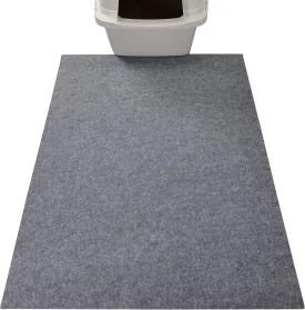 Drymate Original Cat Litter Mat, Contains Mess from Box, Protects Floors, Urine-Proof, Machine Washable, Soft on Kitty Paws, Absorbent, Waterproof (USA Made, Recycled Content) (29x36)(Light Grey)