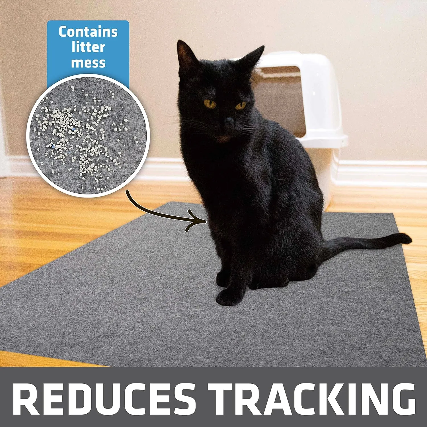 Drymate Original Cat Litter Mat, Contains Mess from Box, Protects Floors, Urine-Proof, Machine Washable, Soft on Kitty Paws, Absorbent, Waterproof (USA Made, Recycled Content) (29x36)(Light Grey)