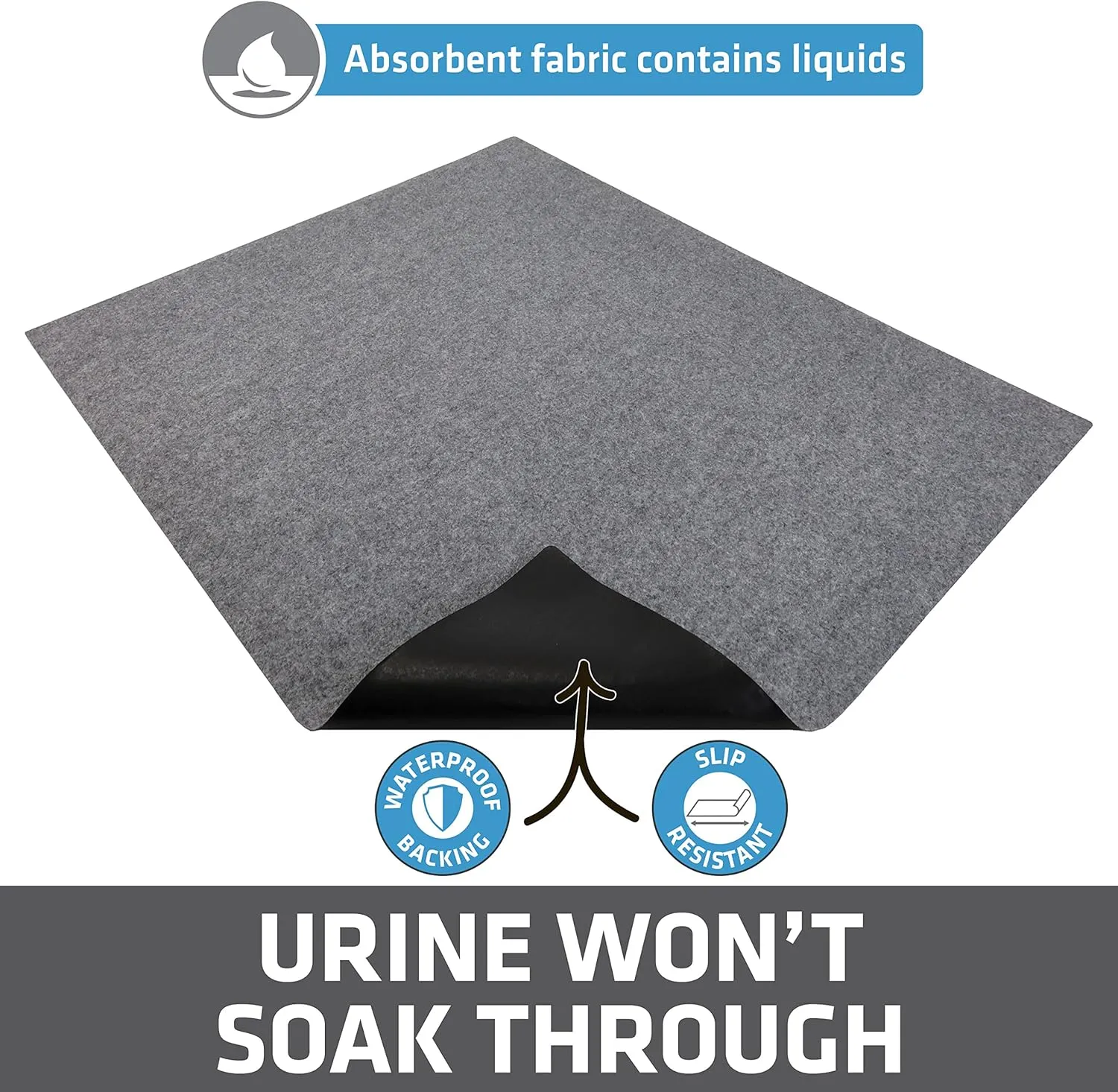 Drymate Original Cat Litter Mat, Contains Mess from Box, Protects Floors, Urine-Proof, Machine Washable, Soft on Kitty Paws, Absorbent, Waterproof (USA Made, Recycled Content) (29x36)(Light Grey)