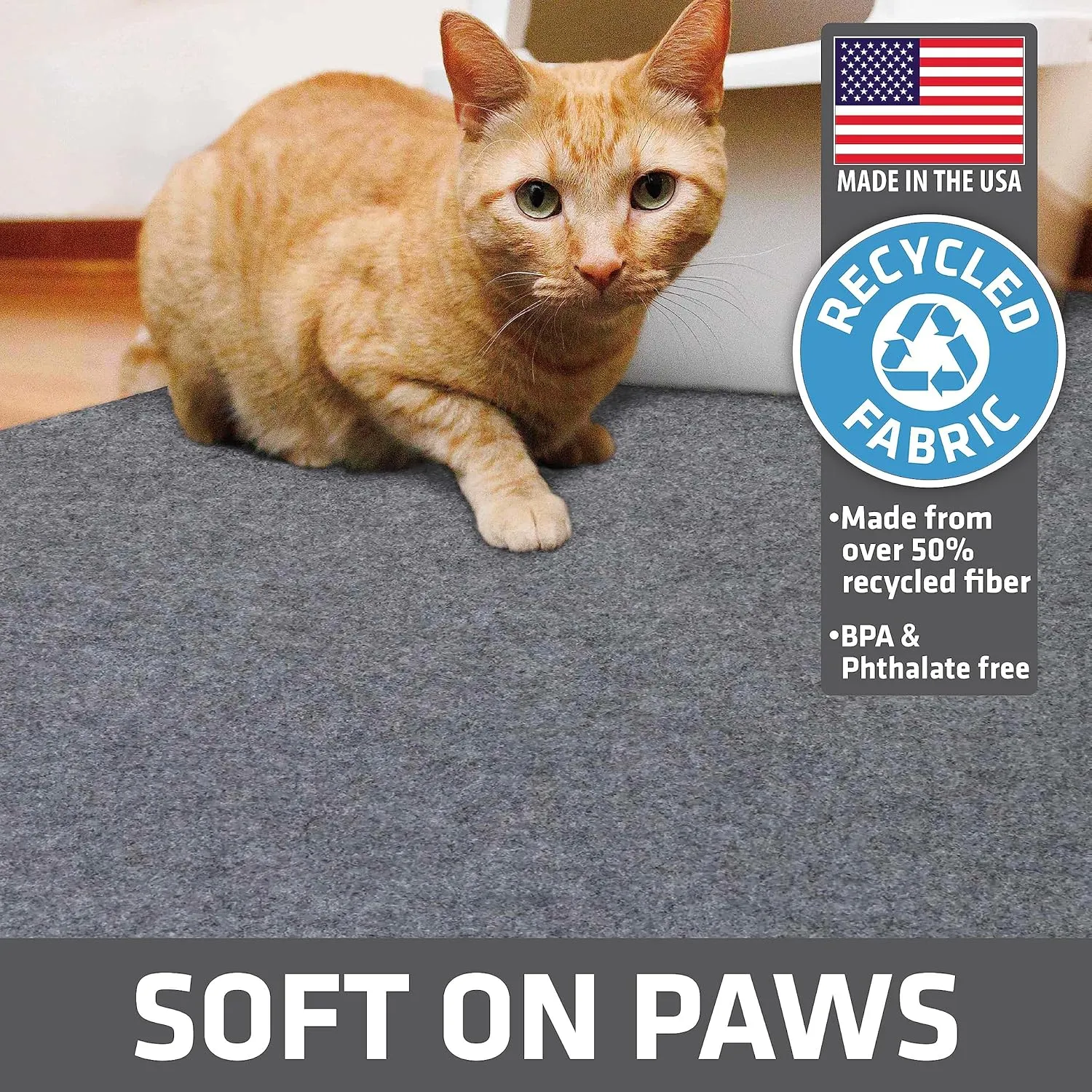 Drymate Original Cat Litter Mat, Contains Mess from Box, Protects Floors, Urine-Proof, Machine Washable, Soft on Kitty Paws, Absorbent, Waterproof (USA Made, Recycled Content) (29x36)(Light Grey)