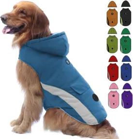 EMUST Dog Cold Weather Coat, Hooded Winter Jacket for Dogs, Medium Dog Coats for Winter with Pocket, Dog Jackets for Puppy Medium Dogs, M/LightBlue