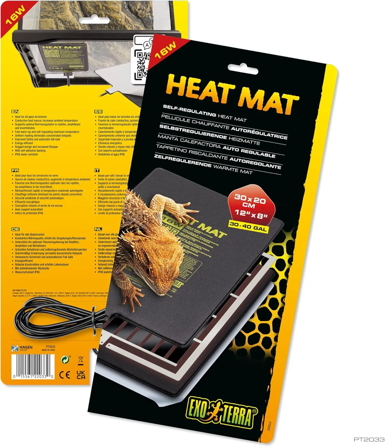 Exo Terra Heat Mat  Self-Regulating Reptile Heating Pad for Terrariums, Conductive Source for Reptiles & Amphibians, Fast Warm-Up, Safe & Energy Efficient, Even Distribution 18W