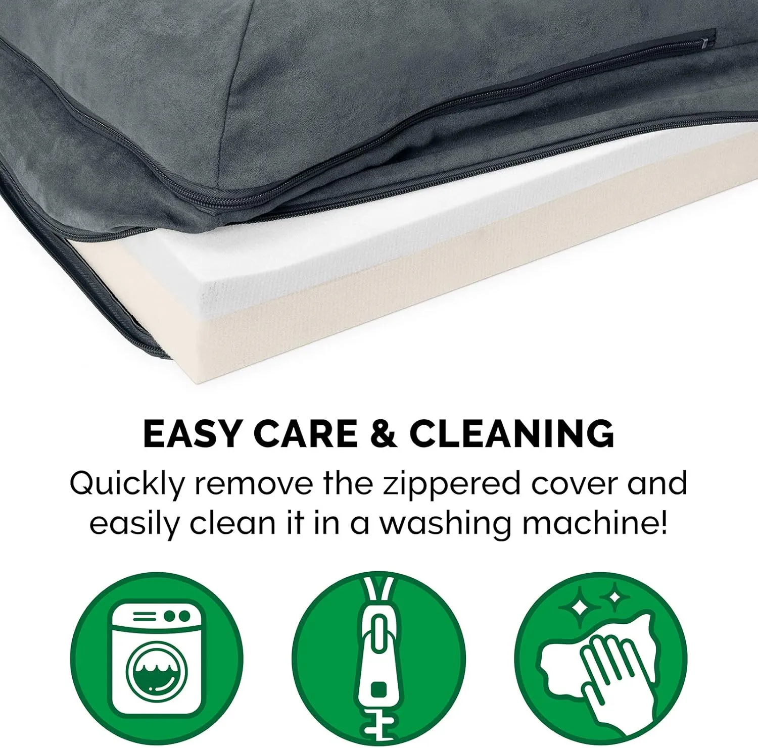 Furhaven Memory Foam Dog Bed for Large Dogs w/ Removable Bolsters & Washable Cover, For Dogs Up to 95 lbs - Two-Tone Plush Faux Fur & Suede L Shaped Chaise - Stone Gray, Jumbo/XL