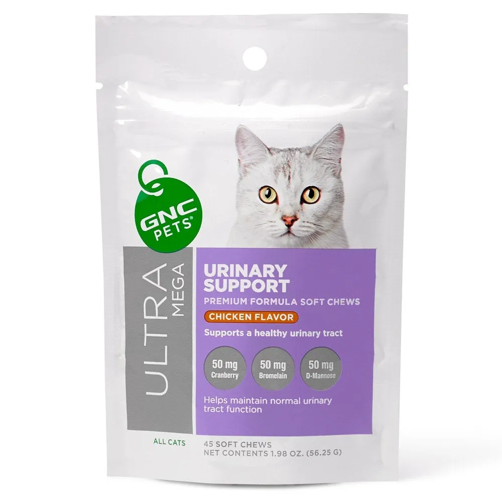GNC Pets Ultra Mega Urinary Support Chicken-Flavour Soft Chews Cat Supplement 45ct