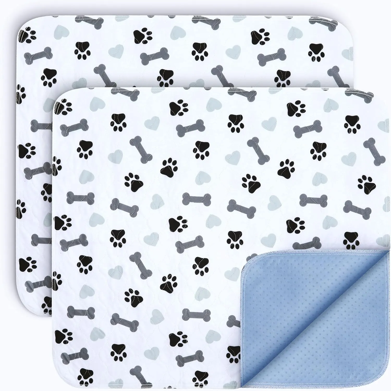 GREEN LIFESTYLE Washable Pee Pads for Dogs - Waterproof Reusable Puppy Pads with Anti-Slip Backing, Pet Training Pad for Puppy Playpen, Crate, Whelping Box, Potty Training (Pack of 2 - 41x41)