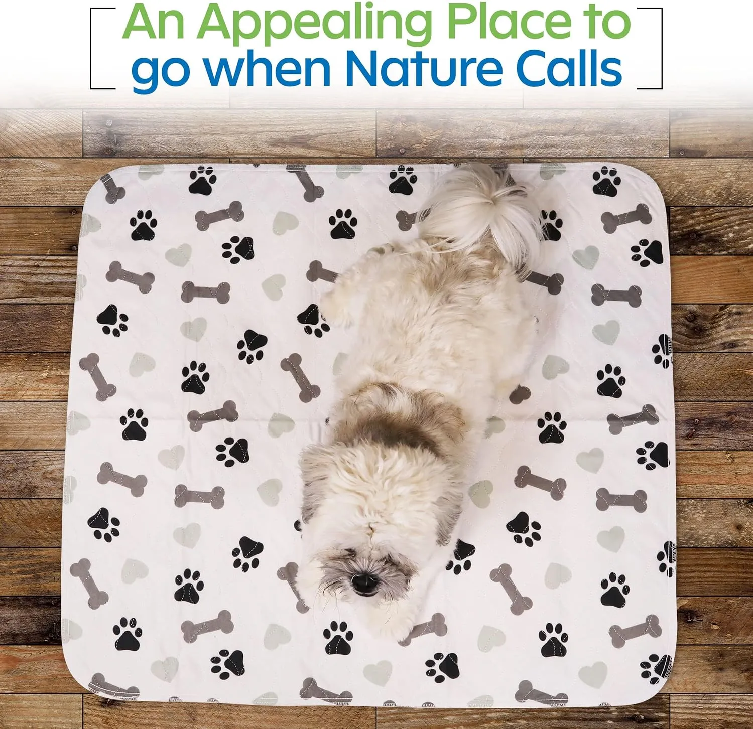 GREEN LIFESTYLE Washable Pee Pads for Dogs - Waterproof Reusable Puppy Pads with Anti-Slip Backing, Pet Training Pad for Puppy Playpen, Crate, Whelping Box, Potty Training (Pack of 2 - 41x41)