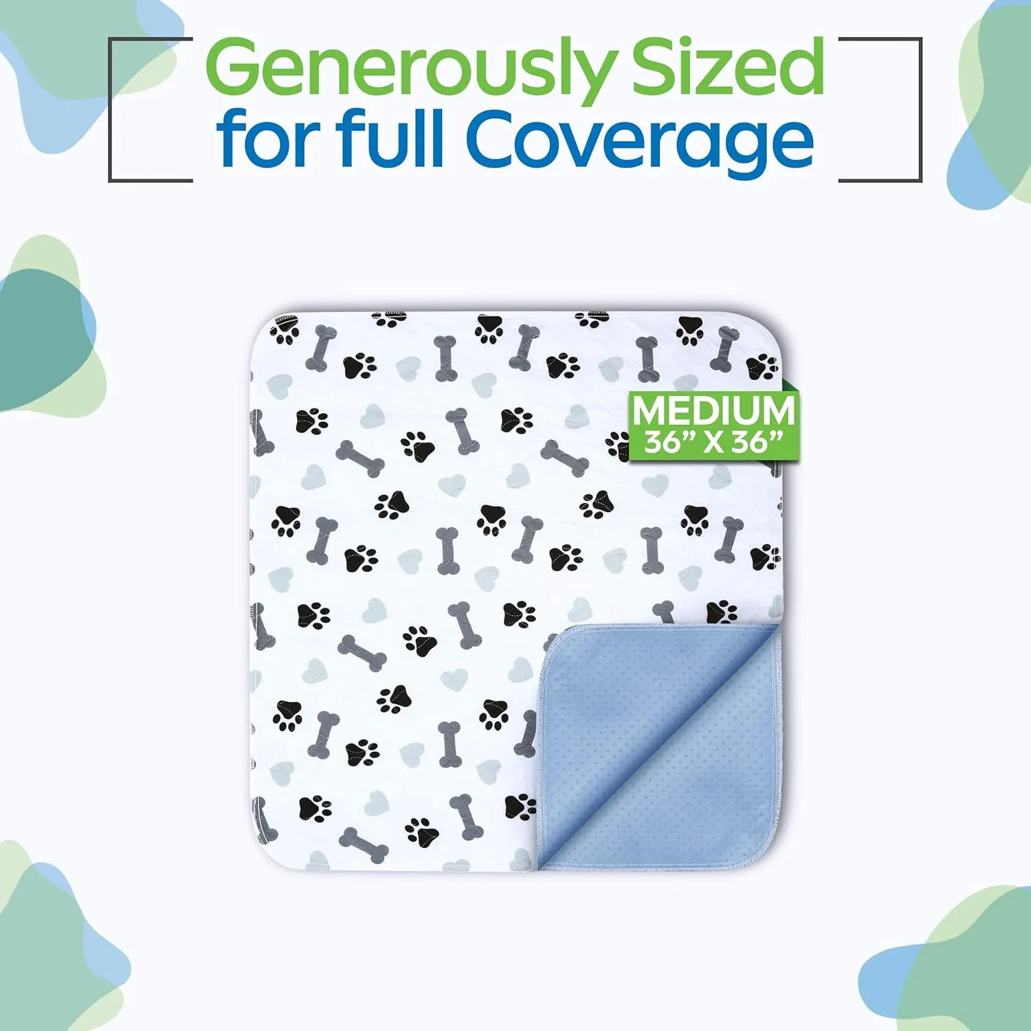 GREEN LIFESTYLE Washable Pee Pads for Dogs - Waterproof Reusable Puppy Pads with Anti-Slip Backing, Pet Training Pad for Puppy Playpen, Crate, Whelping Box, Potty Training (Pack of 2 - 41x41)